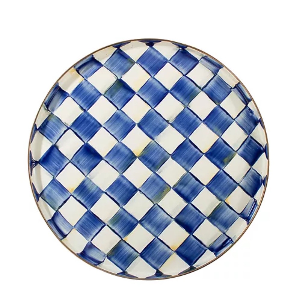 Mackenzie Childs Blue and White Checkered Tray